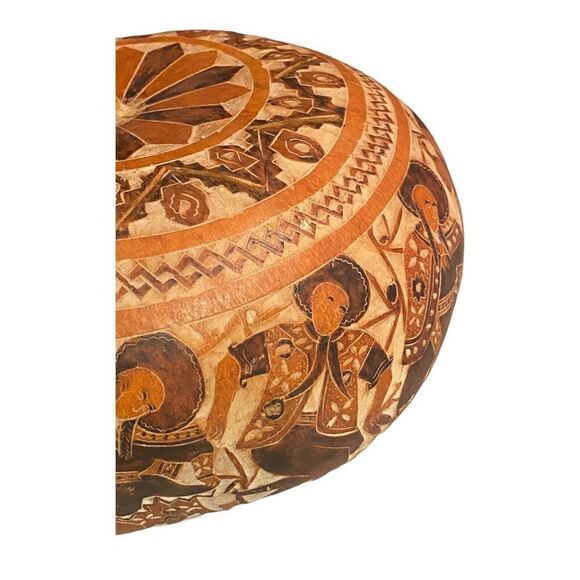 Vintage Peruvian Storyteller Detailed Hand Carved Gourd 6”Peru Folk Art - Picture 5 of 11